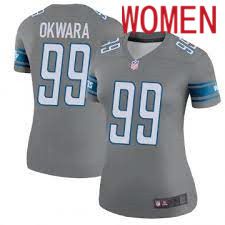 Women Detroit Lions #99 Julian Okwara Grey Nike Game Player NFL Jersey->women nfl jersey->Women Jersey